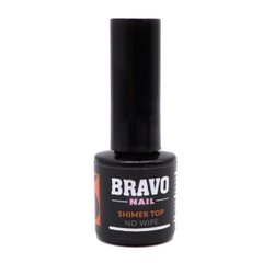 Закрепитель с микрошиммером без липкого слоя💗 BRAVO UV/LED Shimmer Top No Wipe Silver 10мл